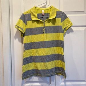 Vintage Y2K no boundaries Lime Green & Gray Short Sleeve Polo Top - Size XL